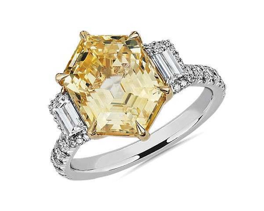 Rings | Blue Nile Extraordinary Collection: Yellow Sapphire And Diamond Ring In 18K White Gold