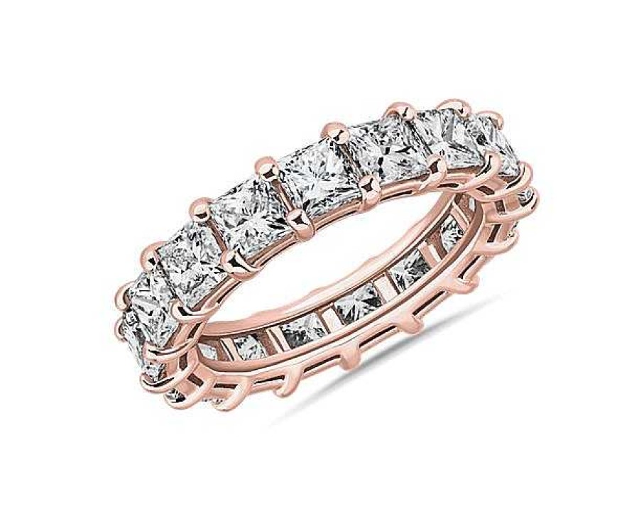 Women'S Rings | Blue Nile Lab Grown Diamond Princess Cut Eternity Ring In 14K Rose Gold (6 Ct. Tw.)