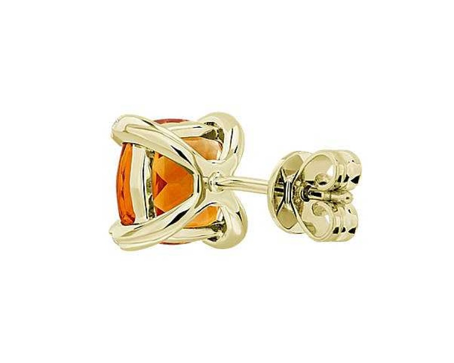 Earrings | Blue Nile Cushion Cut Citrine And Diamond Accent Earrings In 14K Yellow Gold (7Mm)