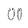 Earrings | Blue Nile Luna Diamond Eternity Hoop Earrings In 18K White Gold (1 Ct. Tw.)- G/Si