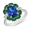 Rings | Blue Nile Extraordinary Collection: Blue Sapphire And Emerald Ring With Diamond Details In 18K White Gold