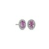 Earrings | Blue Nile Pink Sapphire And Micropav Diamond Earrings In 14K White Gold (6X4Mm)