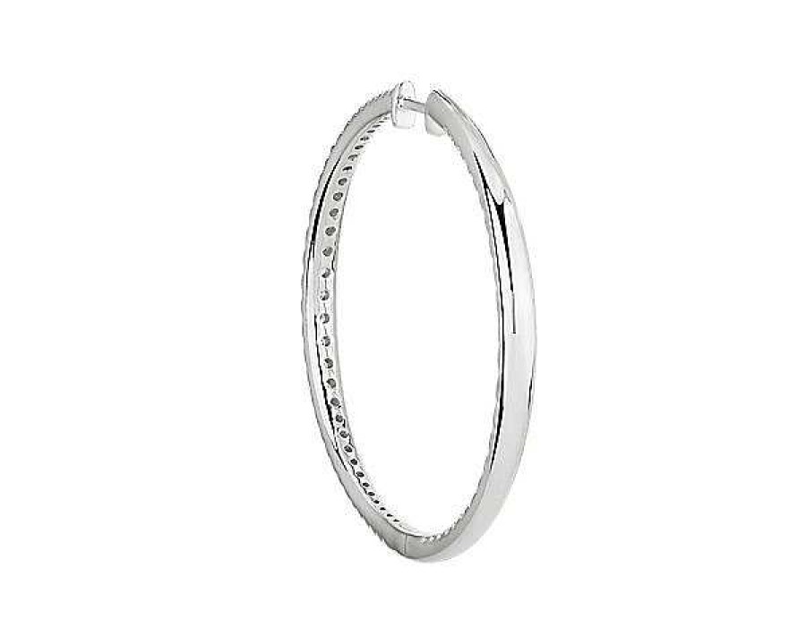 Earrings | Blue Nile Graduated Eternity Diamond Hoop Earrings In 14K White Gold (2 Ct. Tw.)