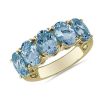 Rings | Blue Nile 5-Stone Oval Aquamarine Ring In 14K Yellow Gold (7X5Mm)