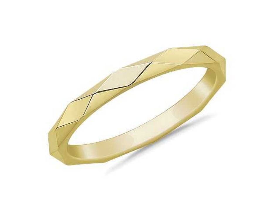 Women'S Rings | Blue Nile Stackable Beveled Triangle High Finish Ring In 14K Yellow Gold (2Mm)