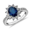 Rings | Blue Nile Oval Sapphire And Diamond Halo Ring In 18K White Gold (8X6Mm)