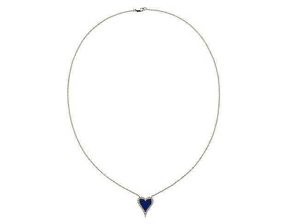 Necklaces | Blue Nile Diamond Heart Pendant With Blue Resin In 14K Yellow Gold (1/4 Ct. Tw.)