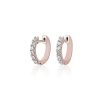 Earrings | Blue Nile Diamond Huggie Hoop Earrings In 14K Rose Gold (1/2 Ct. Tw.)