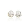 Earrings | Blue Nile Freshwater Pearl With Baguette Diamond Stud Earrings In 14K Yellow Gold