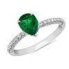 Rings | Blue Nile Pear Shaped Emerald And Diamond Ring In 14K White Gold