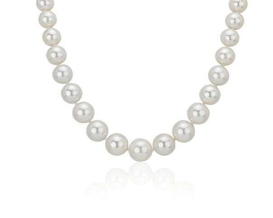 Necklaces | Blue Nile Extraordinary Collection: 10-12.9Mm Graduated South Sea Pearl Strand Necklace With Diamond Clasp