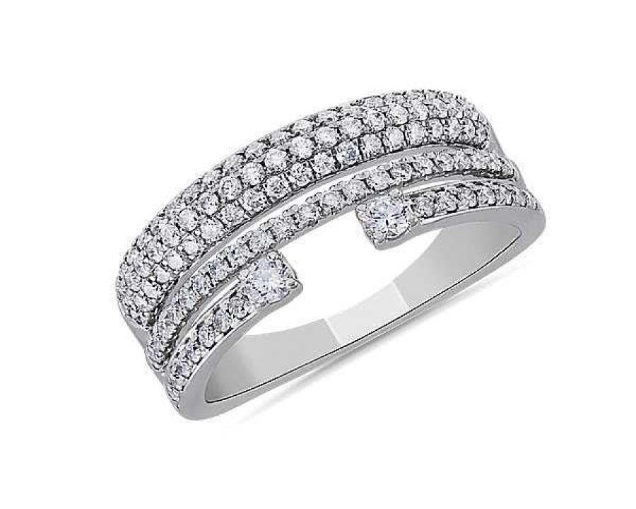 Rings | Blue Nile Three Row Stacked Open Round Diamond Ring In 14K White Gold (5/8 Ct. Tw.)