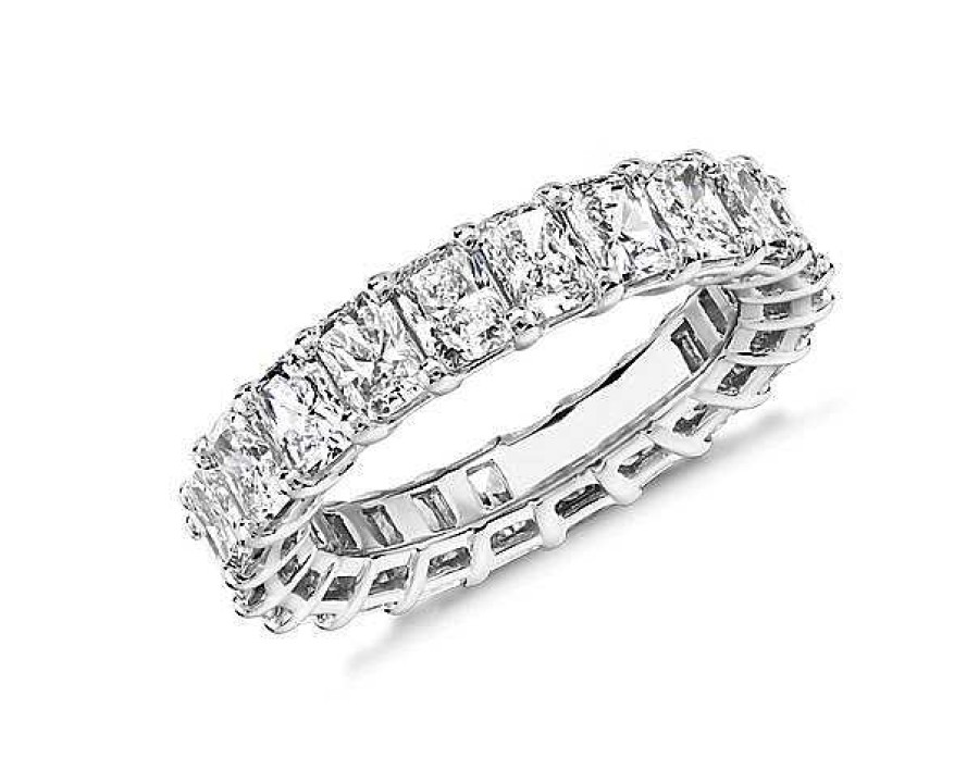 Women'S Rings | Blue Nile Radiant Cut Diamond Eternity Ring In 14K White Gold (5 Ct. Tw.)