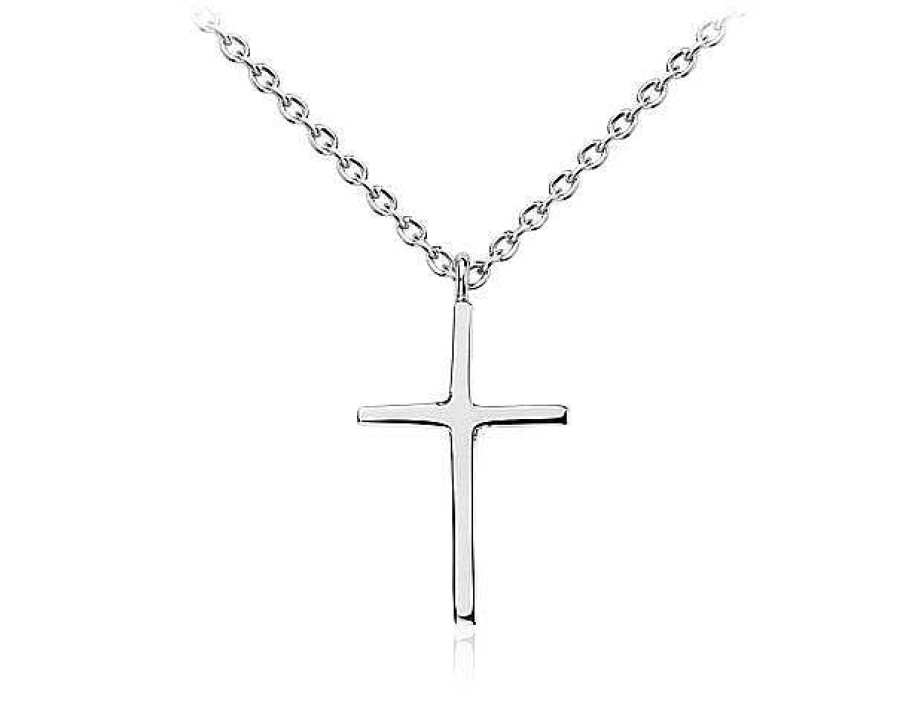 Necklaces | Blue Nile 18" Cross Pendant In Sterling Silver (3 Mm)