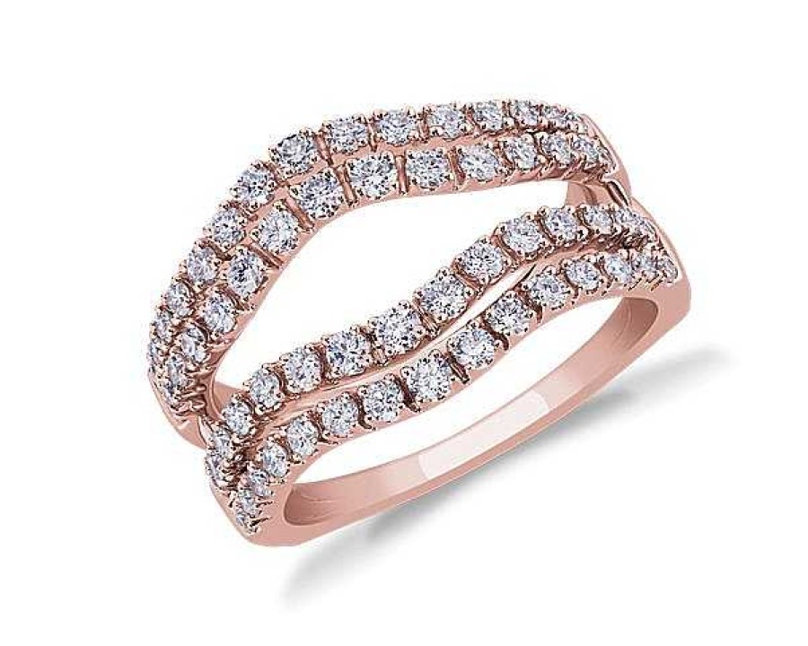 Women'S Rings | Blue Nile Curved Two Row Pav Diamond Ring Insert In 14K Rose Gold (1 Ct. Tw.)