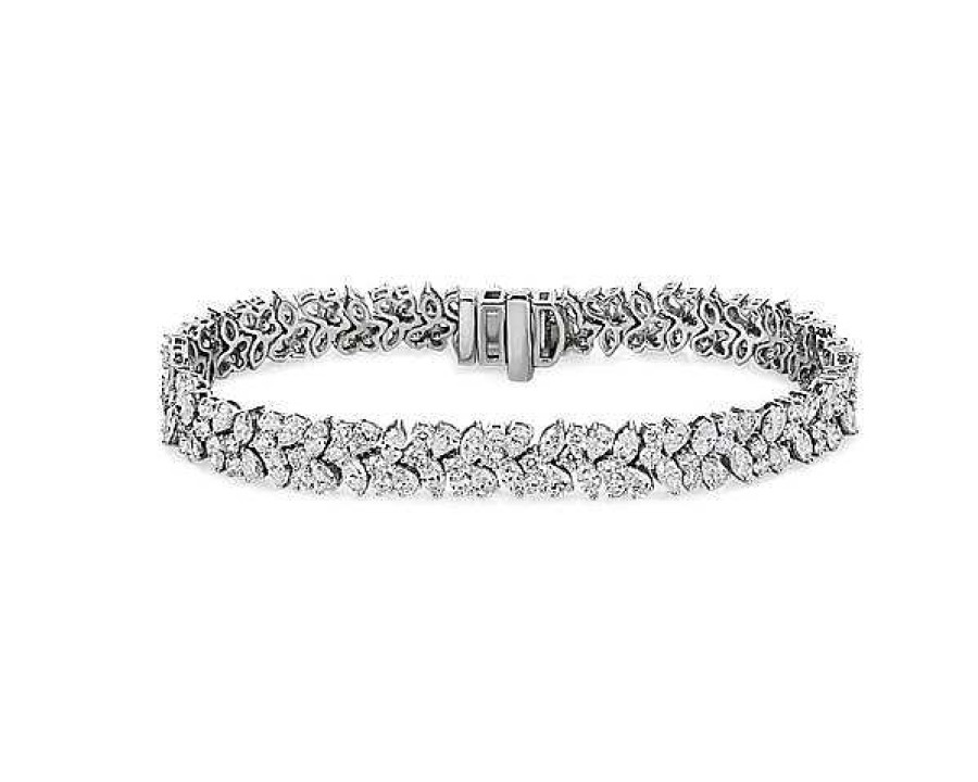 Bracelets | Blue Nile Alternating Fancy Diamond Cluster Bracelet In 14K White Gold (12 1/2 Ct. Tw.)