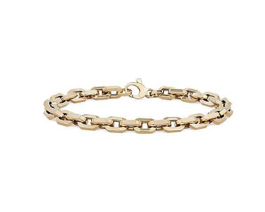 Bracelets | Blue Nile Men'S 8" Small Faceted Gold Bracelet In 14K Yellow Gold (6.5 Mm)