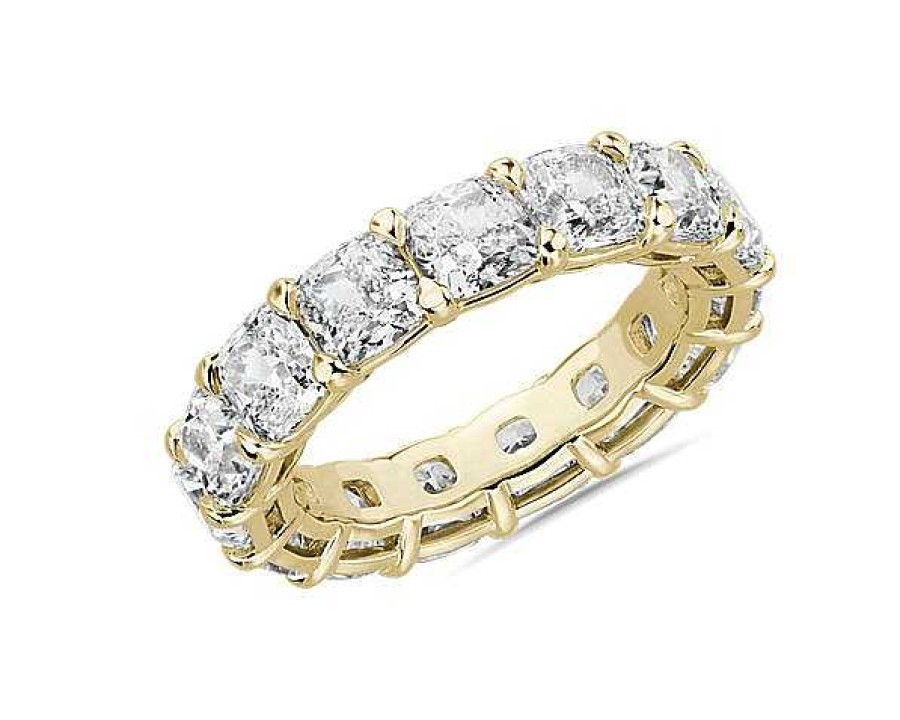 Women'S Rings | Blue Nile Cushion Cut Diamond Eternity Ring In 14K Yellow Gold (8 Ct. Tw.)