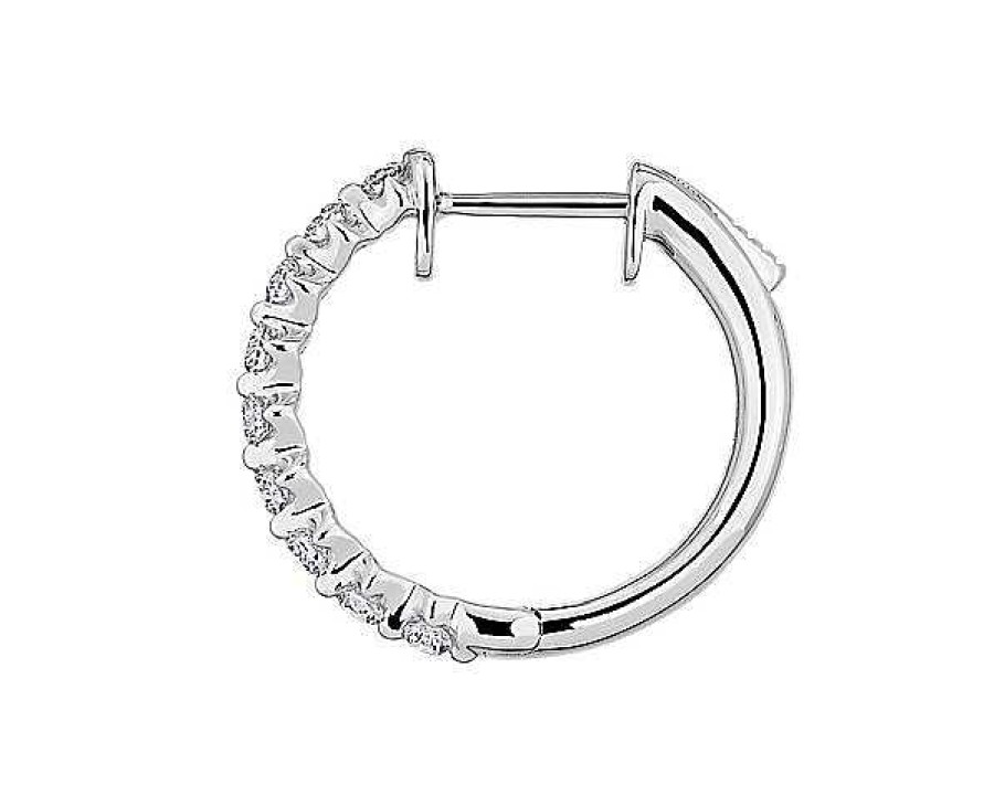 Earrings | Blue Nile Floating Diamond Hoop Earrings In 14K White Gold (1/2 Ct. Tw)