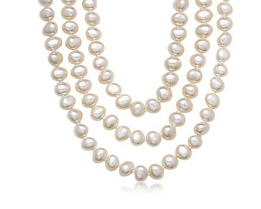 Necklaces | Blue Nile Three-Strand Baroque Freshwater Cultured Pearl Necklace With Sterling Silver (7.5Mm)