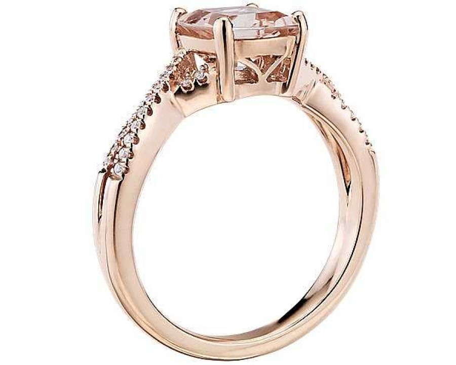 Rings | Blue Nile Morganite And Diamond Infinity Twist Ring In 14K Rose Gold (7Mm)