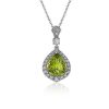 Necklaces | Blue Nile Extraordinary Collection: Arizona Peridot And Diamond Pendant In 18K White Gold