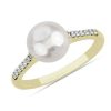 Rings | Blue Nile Freshwater Pearl Fashion Ring With Diamonds In 14K Yellow Gold