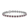 Bracelets | Blue Nile Ruby And Diamond Halo Bracelet In 14K White Gold