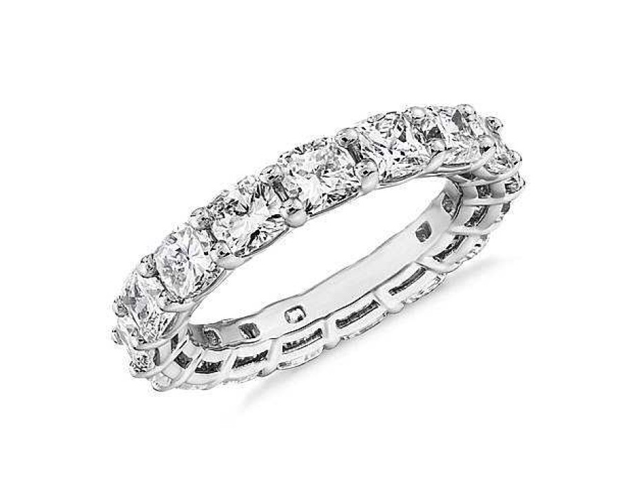 Women'S Rings | Blue Nile Cushion Cut Diamond Eternity Ring In 14K White Gold (5 Ct. Tw.)