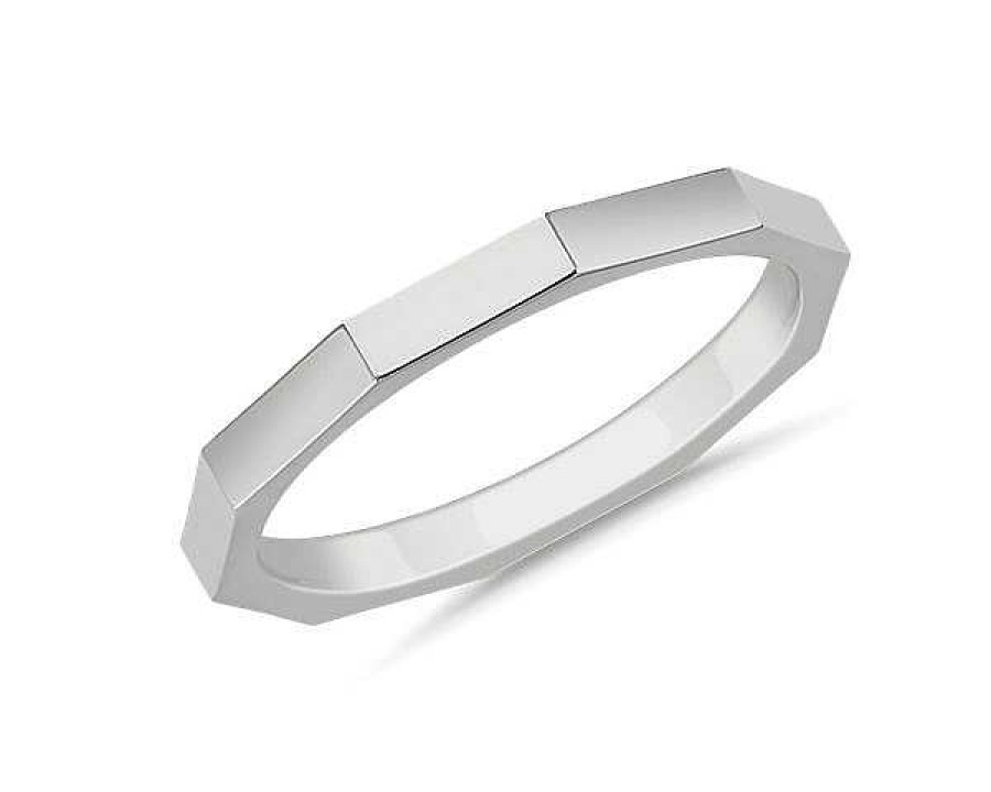 Women'S Rings | Blue Nile Stackable Rectangle Edged Ring In Platinum (2Mm)