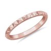 Women'S Rings | Blue Nile Stackable Pyramid Satin Finish Ring In 18K Rose Gold (2Mm)