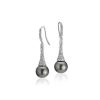 Earrings | Blue Nile Diamond Drop Tahitian Cultured Pearl Earrings In 14K White Gold (11-12Mm)