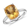 Rings | Blue Nile Citrine Cushion Cocktail Ring In 14K White Gold (11X9Mm)