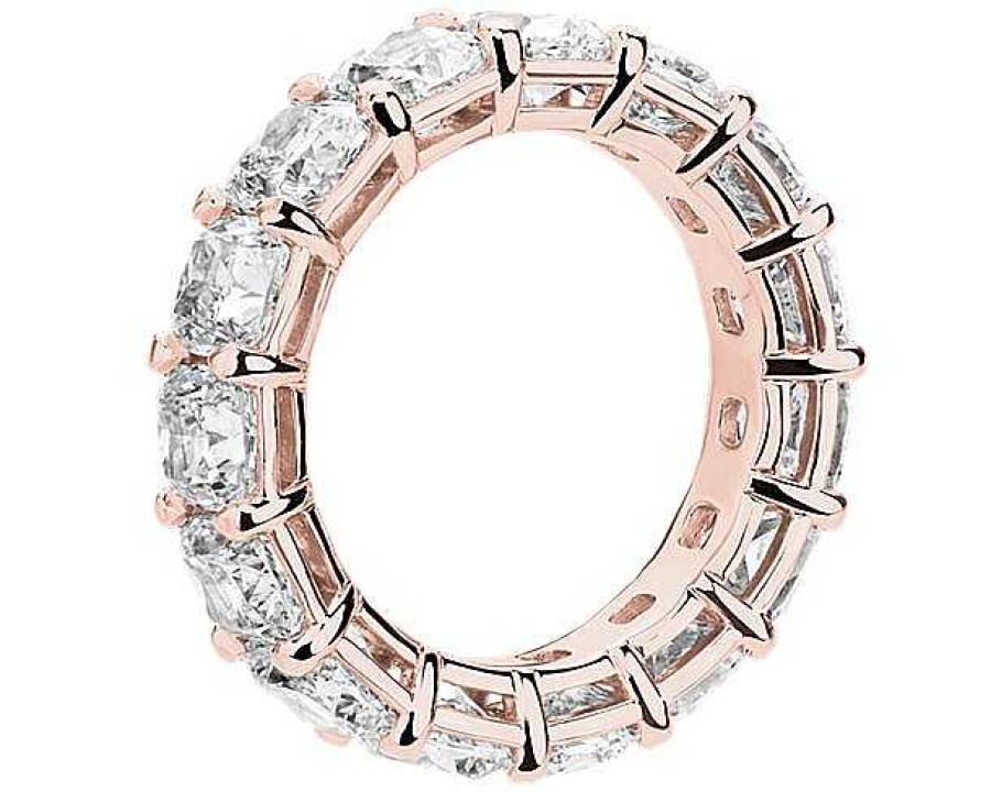 Women'S Rings | Blue Nile Cushion Cut Diamond Eternity Ring In 14K Rose Gold (8 Ct. Tw.)