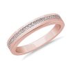 Men'S Rings | Blue Nile Men'S Diamond Pav Edge Wedding Ring In 14K Rose Gold (1/6 Ct. Tw.)