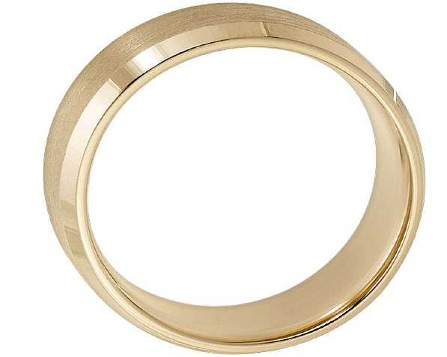 Men'S Rings | Blue Nile Beveled Edge Matte Wedding Ring In 14K Yellow Gold (6Mm)