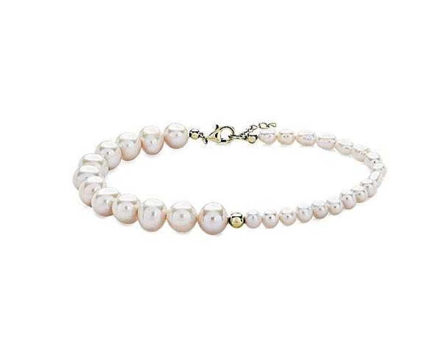 Bracelets | Blue Nile Freshwater Pearl Asymmetrical Bracelet In 14K Yellow Gold