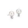 Earrings | Blue Nile Classic Akoya Cultured Pearl And Diamond Stud Earrings In 18K White Gold (7.0-7.5Mm)