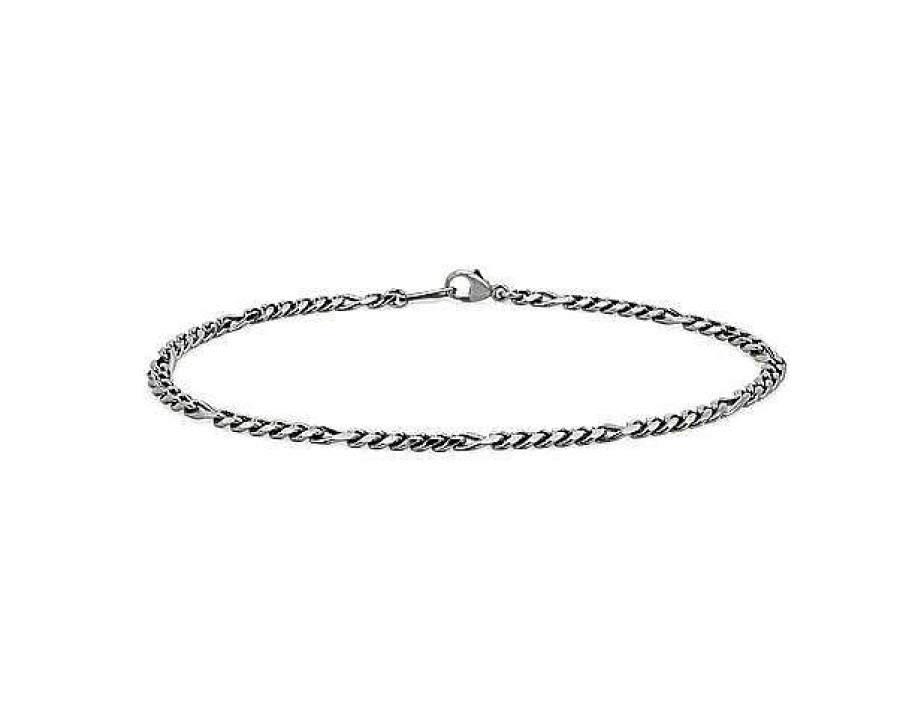 Bracelets | Blue Nile 8" Men'S Flat Figaro Chain Bracelet Bracelet In Platinum (3.2 Mm)