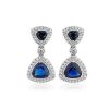 Earrings | Blue Nile Extraordinary Collection: Trilliant Blue Sapphire With Diamond Halo Earrings In 18K White Gold