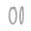 Earrings | Blue Nile Selene Diamond Eternity Hoop Earrings In 14K White Gold (2 1/2 Ct. Tw.)