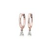 Earrings | Blue Nile Diamond Pear Drop Huggie Hoop Earrings In 14K Rose Gold (1/4 Ct. Tw.)