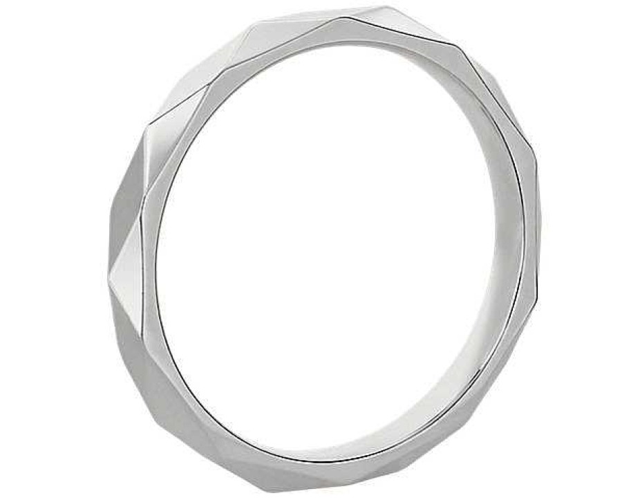 Women'S Rings | Blue Nile Stackable Beveled Triangle High Finish Ring In 18K White Gold (2Mm)