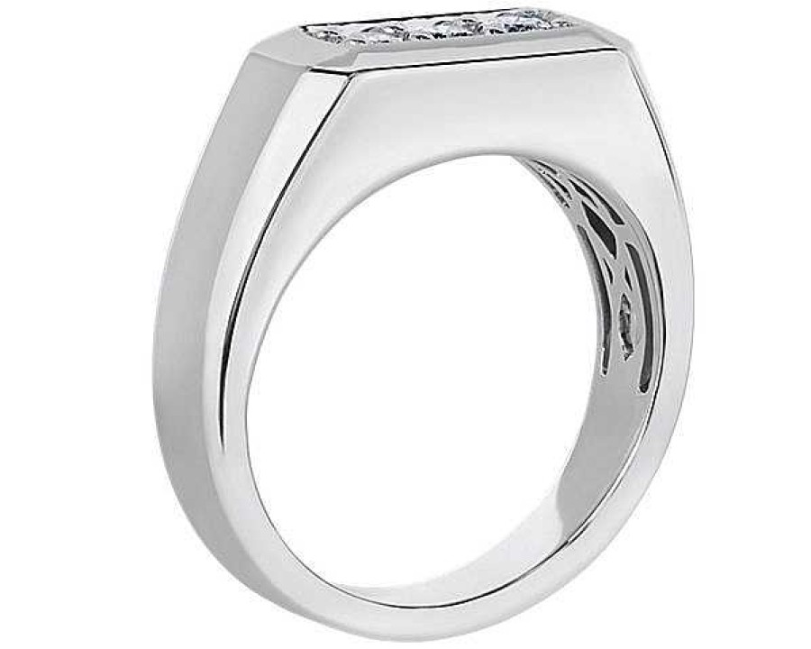 Men'S Rings | Blue Nile Men'S Trio Diamond Band In 14K White Gold (3.8 Mm, 1/2 Ct. Tw.)