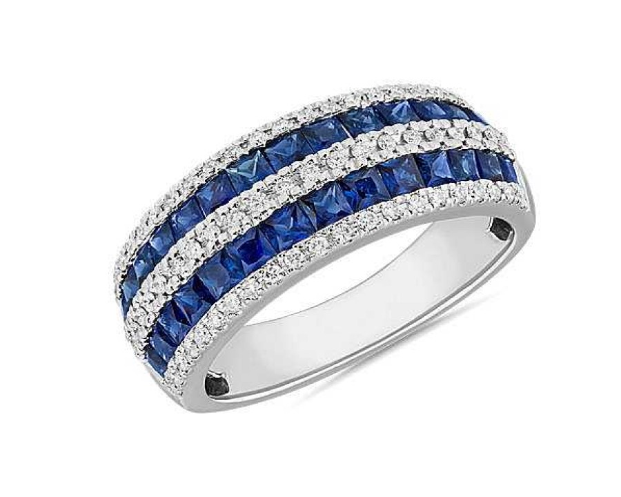 Rings | Blue Nile Alternating Sapphire And Diamond Ring In 14K White Gold