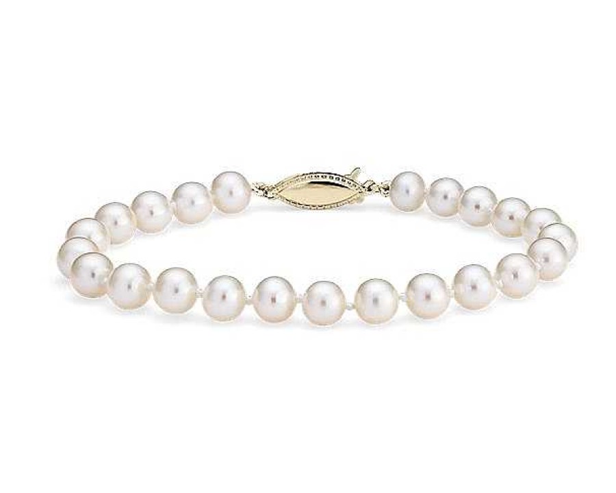 Bracelets | Blue Nile 7" Freshwater Cultured Pearl Bracelet In 14K Yellow Gold (6-6.5Mm)