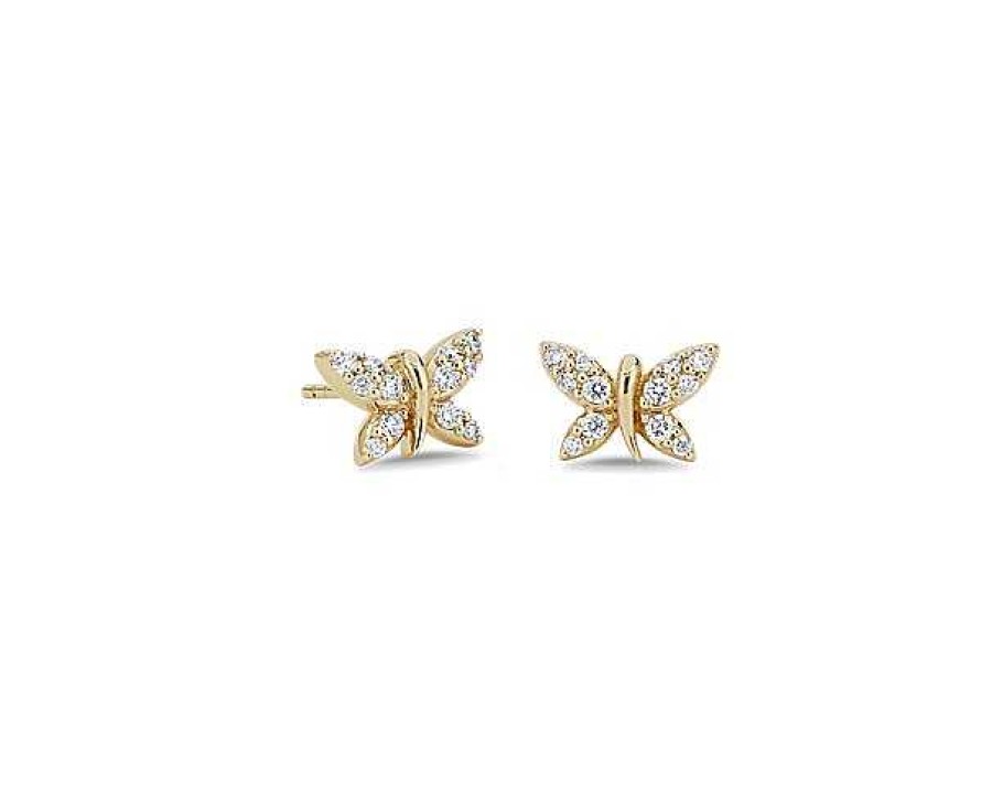 Earrings | Blue Nile Diamond Butterfly Earrings In 14K Yellow Gold (1/5 Ct. Tw.)