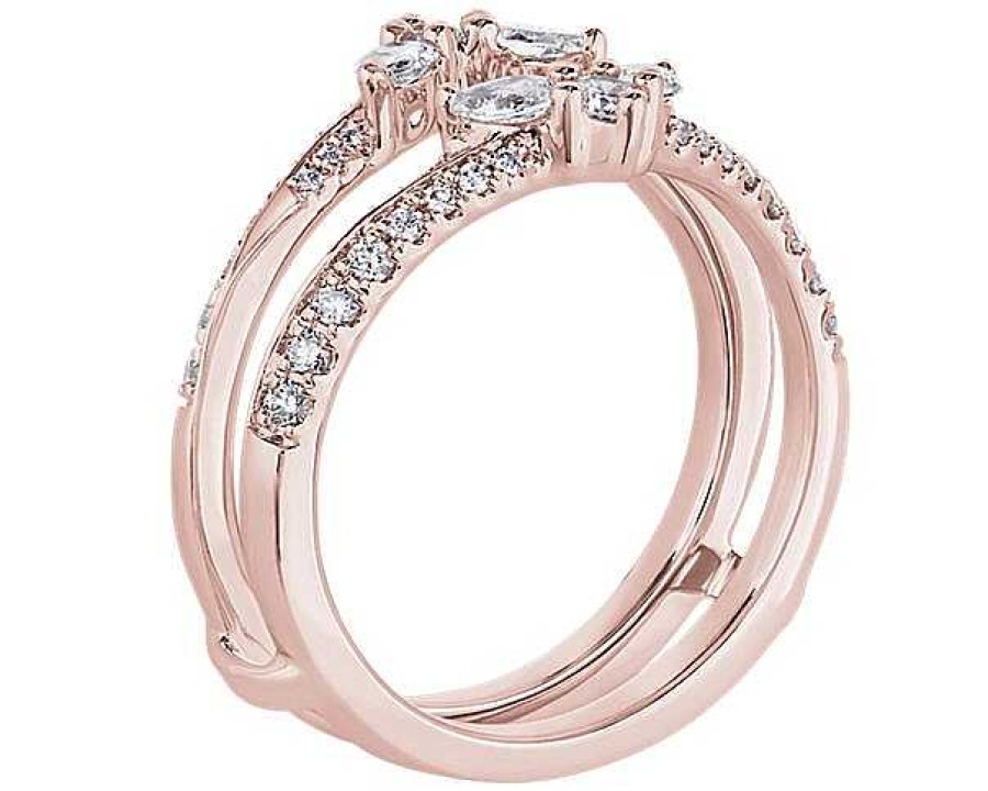 Women'S Rings | Blue Nile Winged Rollover Diamond Ring Insert In 18K Rose Gold (5/8 Ct. Tw.)