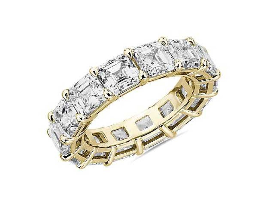 Women'S Rings | Blue Nile Asscher Cut Diamond Eternity Ring In 14K Yellow Gold (10 Ct. Tw.)