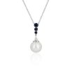 Necklaces | Blue Nile Akoya Pearl And Sapphire Pendant In 14K White Gold